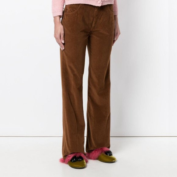 Prada Pants - PRADA Corduroy Pants Brown High Rise Flare Leg Trousers size 36 Small Milano NEW